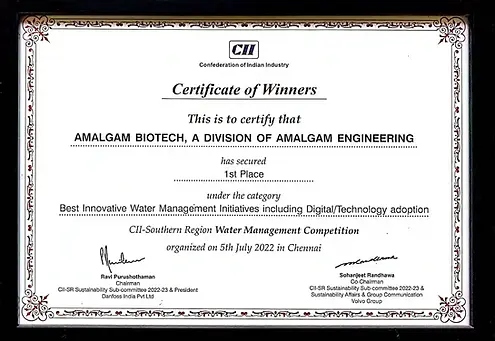 CII Southern region Waste Management Competition (Best innovation Award)