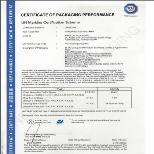 CERTIFICATE OF UN X-11