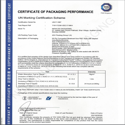 CERTIFICATE OF UN X-2511022017