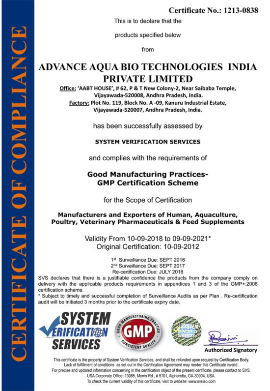 AABT GMP Certificate :