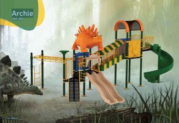 Dinosaur Collection Playground Slide and Swing Set