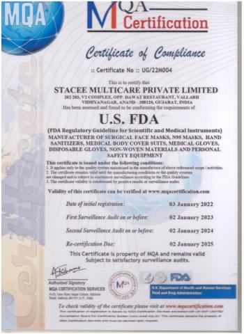 U.S FDA Certificate
