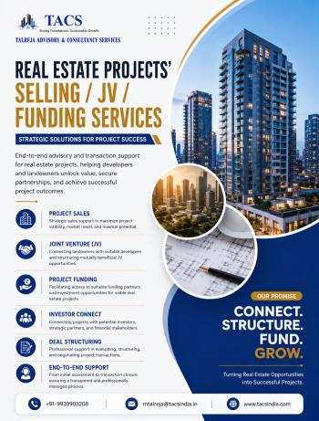 Real Estate Projects' Selling / JV / Funding Services