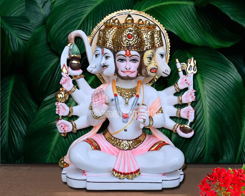 Bring Enchantment In Daily Life With Marble Panchmukhi Hanuman Statue
