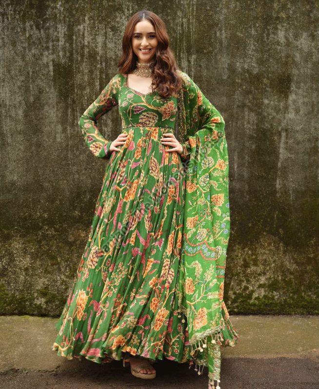 The Significance of Party Wear Green Ladies Printed Long Gown