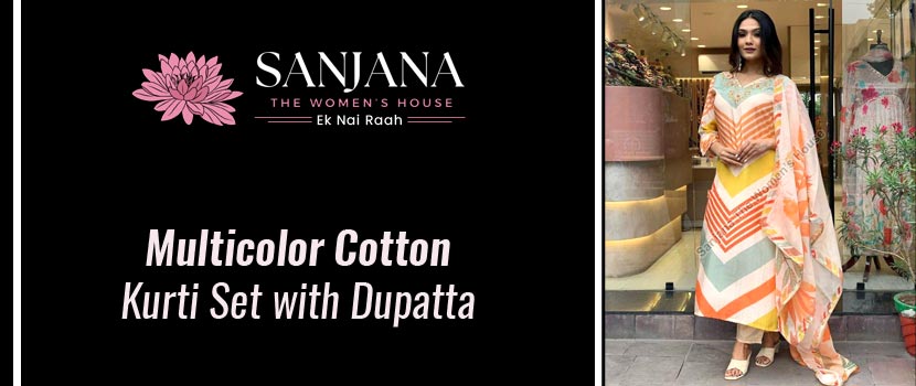 Discover the Elegance of Multicolour Cotton Kurti Sets with Dupattas