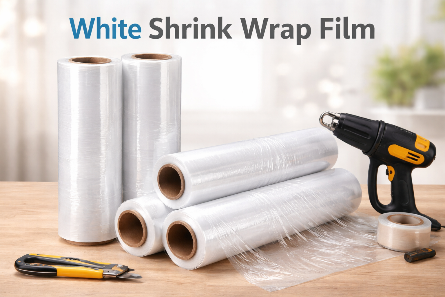 Durable White Shrink Wrap Film for Safe and Clean Product Wrapping