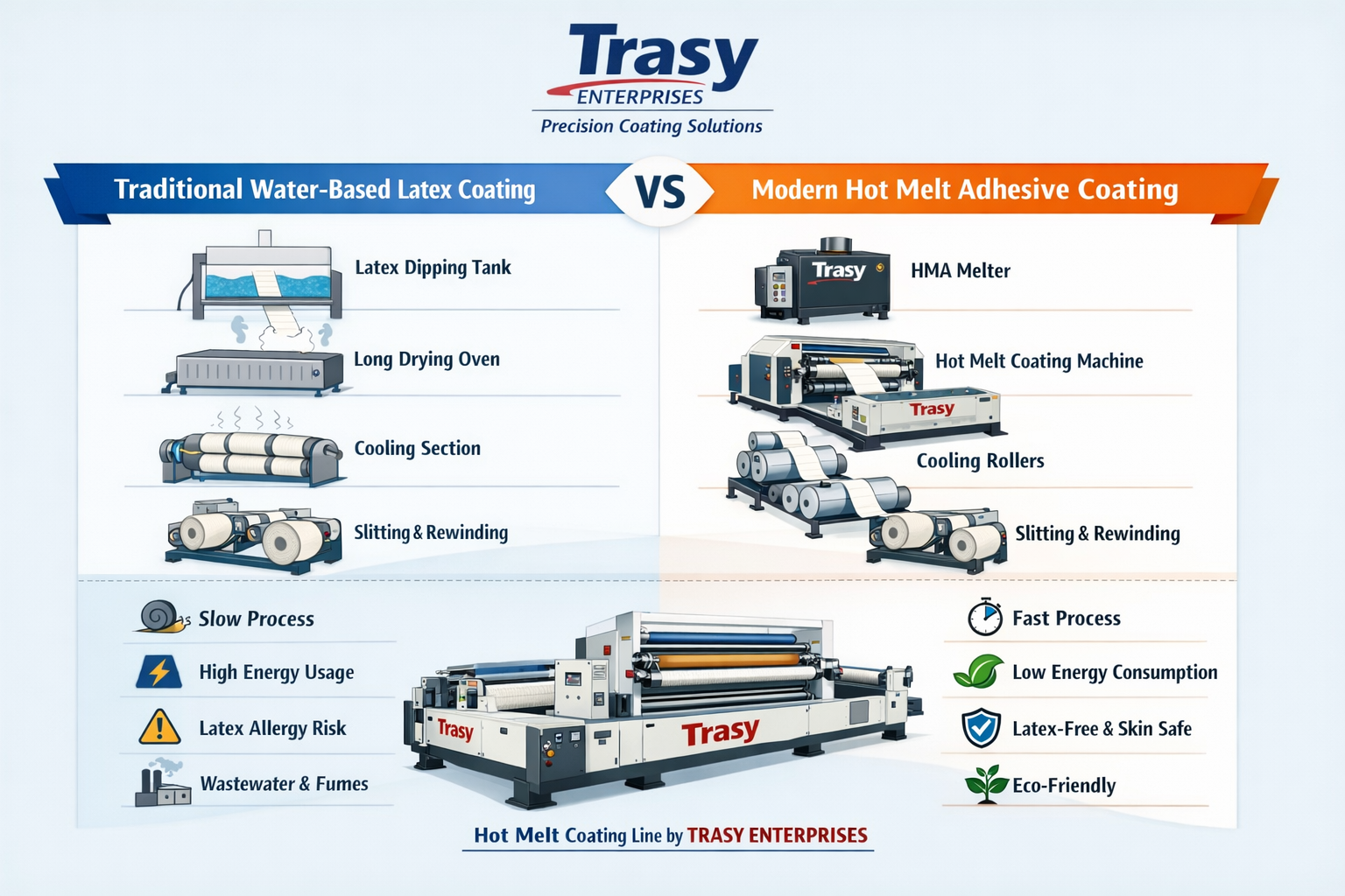 Comparision of Hot Melt Coating with water based latex on Crepe Bandage