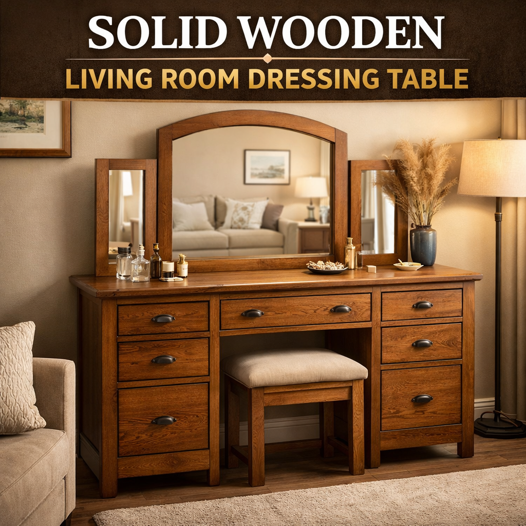 Handcrafted Solid Wooden Living Room Dressing Table for Stylish Homes