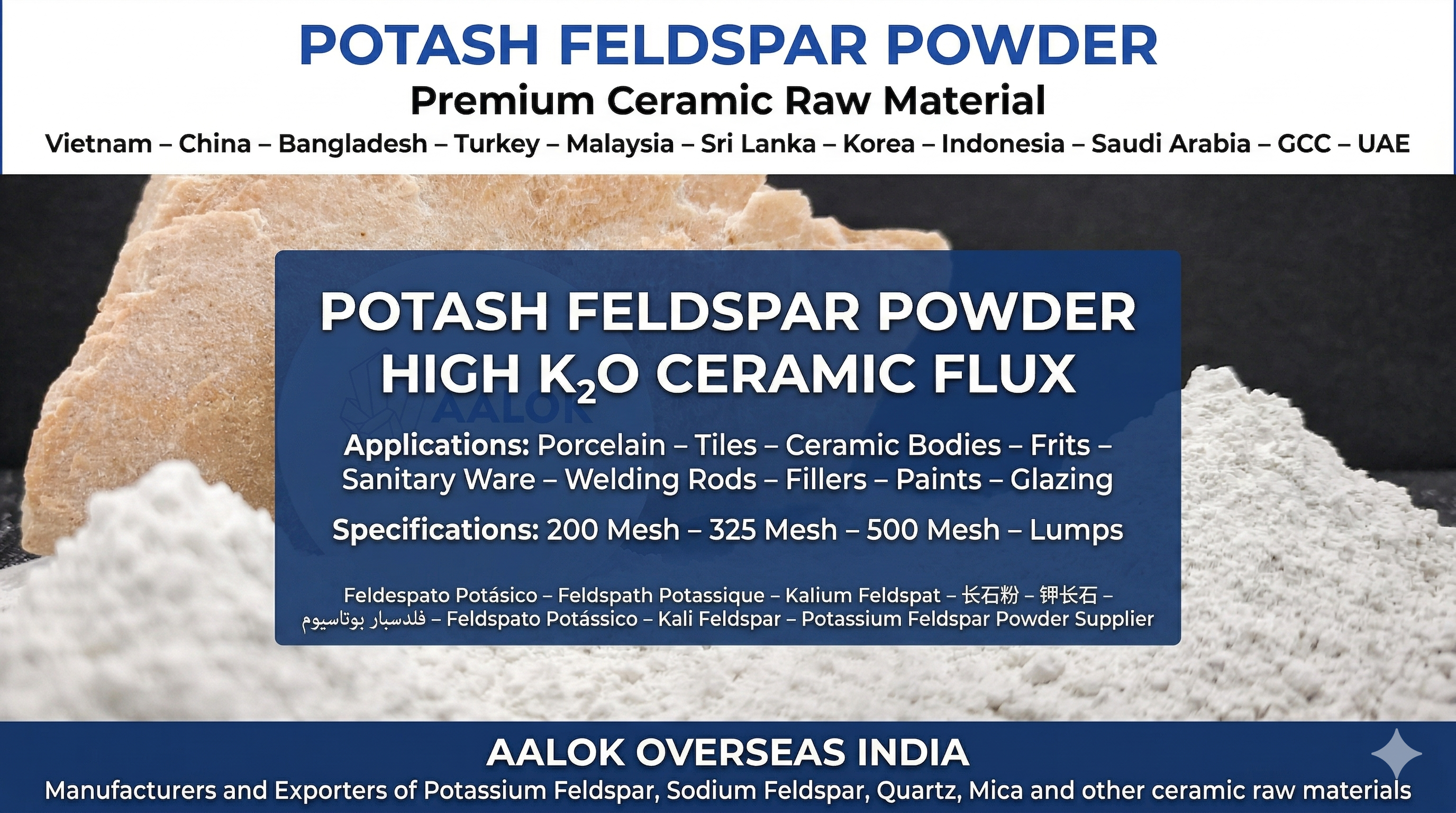 Best Potash Feldspar India by Aalok Overseas