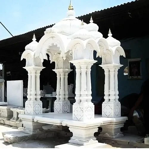 Handcrafted Polished White Marble Gazebo Supplier in India for Classic Appeal