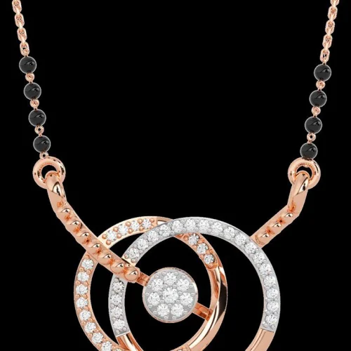 Classic 18k Rose Gold Round Diamond Mangalsutra Supplier for Timeless Style