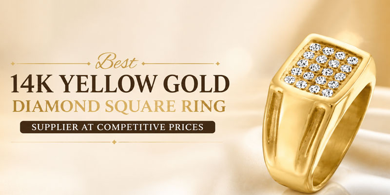 Best 14K Yellow Gold Diamond Square Ring Supplier at Competitive Prices