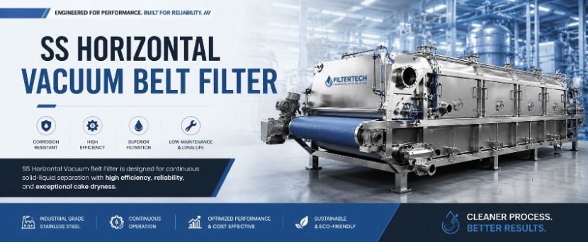 Get SS Horizontal Vacuum Belt Filter for Different Industrial Requirements